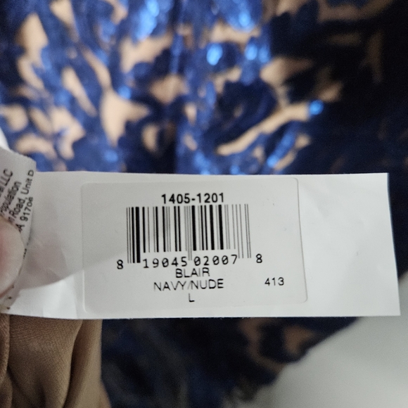 Dress The Population Blair Dress Navy Nude Size L - Picture 13 of 14